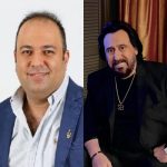 خوش و بش صمیمانه شهرام شب‌پره و علی اوجی در صحنه نمایش در دبی + فیلم